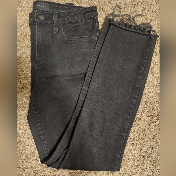 Theory Black Distressed Jeans - Picture 3 of 5